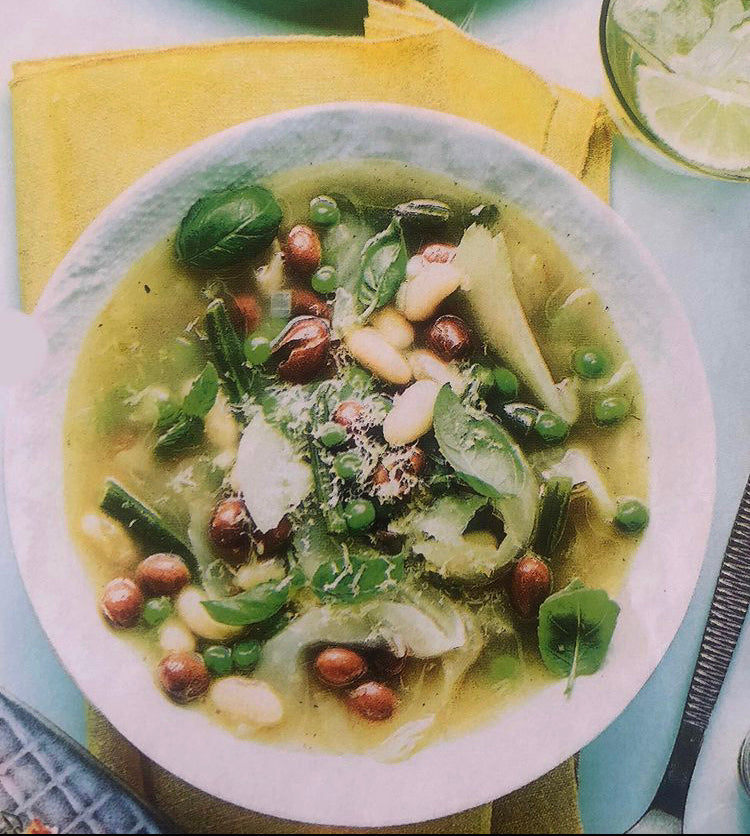 Drie bonen lente minestrone trail soep