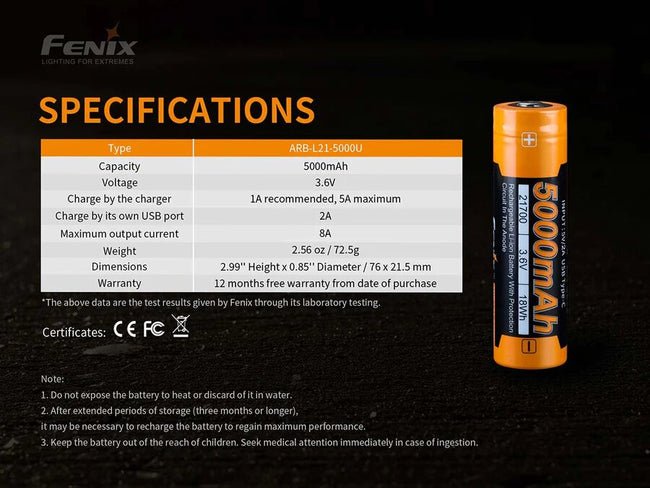 Fenix ARB-L21-5000 V2.0 Rechargeable Battery