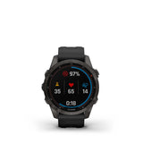 Garmin Fēnix® 7 S – Sapphire Solar editie, Carbon Grey DLC titanium met zwarte polsband