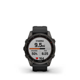 Garmin Fēnix® 7 S – Sapphire Solar editie, Carbon Grey DLC titanium met zwarte polsband